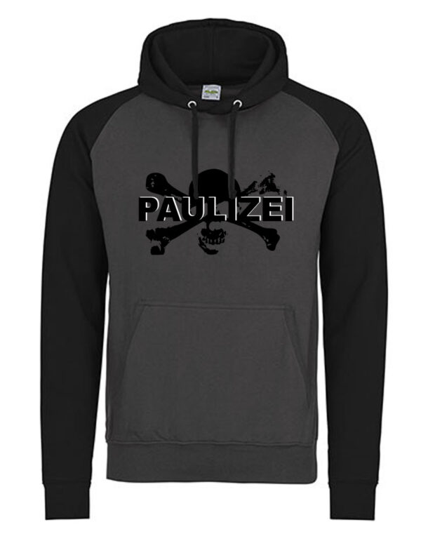 PAULIZEI Skull Baseball Hoodie, schwarz / grau